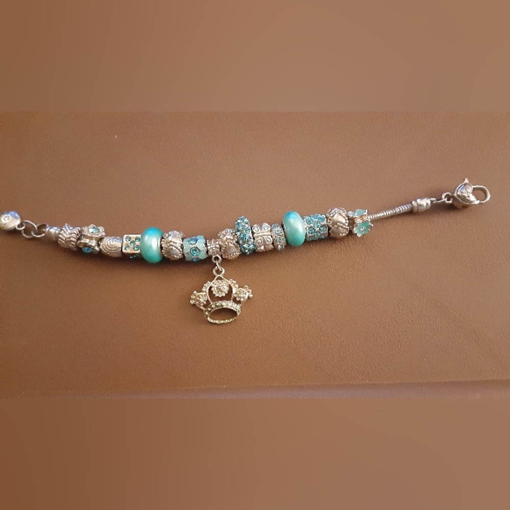 Turquoise Blue Bead Charm Bracelet